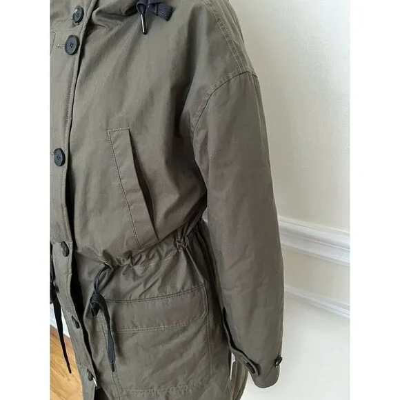 ANDREW MARC Reversible Hooded Parka In Olive Size Medium Women Long